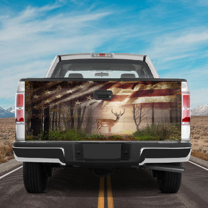 Petthouse | Deer Hunting Tailgate Wrap, Grunge Usa Flag Tailgate Wrap, Deer Hunting For Life