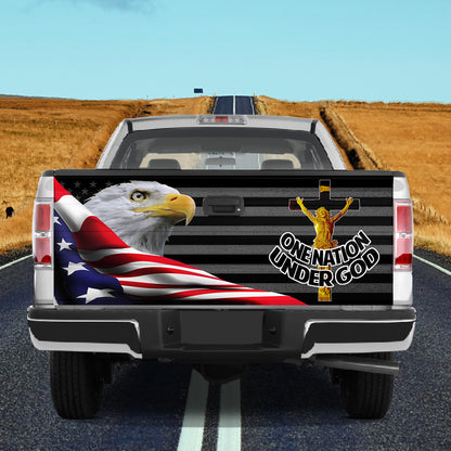 Petthouse | Eagle American Flag Tailgate Wrap, One Nation Under God Tailgate Wrap, Christian Gift