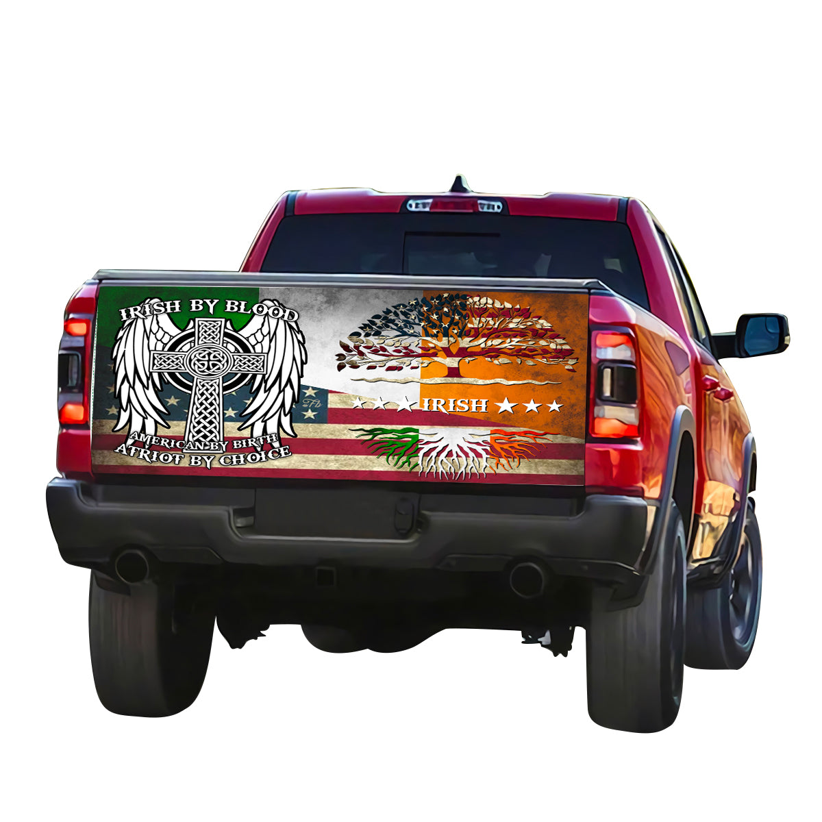 Petthouse | Irish Celtic Cross Tree Of Life Irish By Blood American By Birth Tailgate Wrap Car Decor