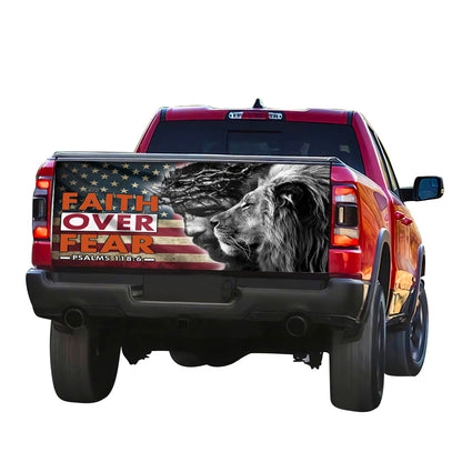 Petthouse | Faith Over Fear God Jesus Tailgate Wrap The Lion Of Judah Tailgate Wrap Christian Car Decoration