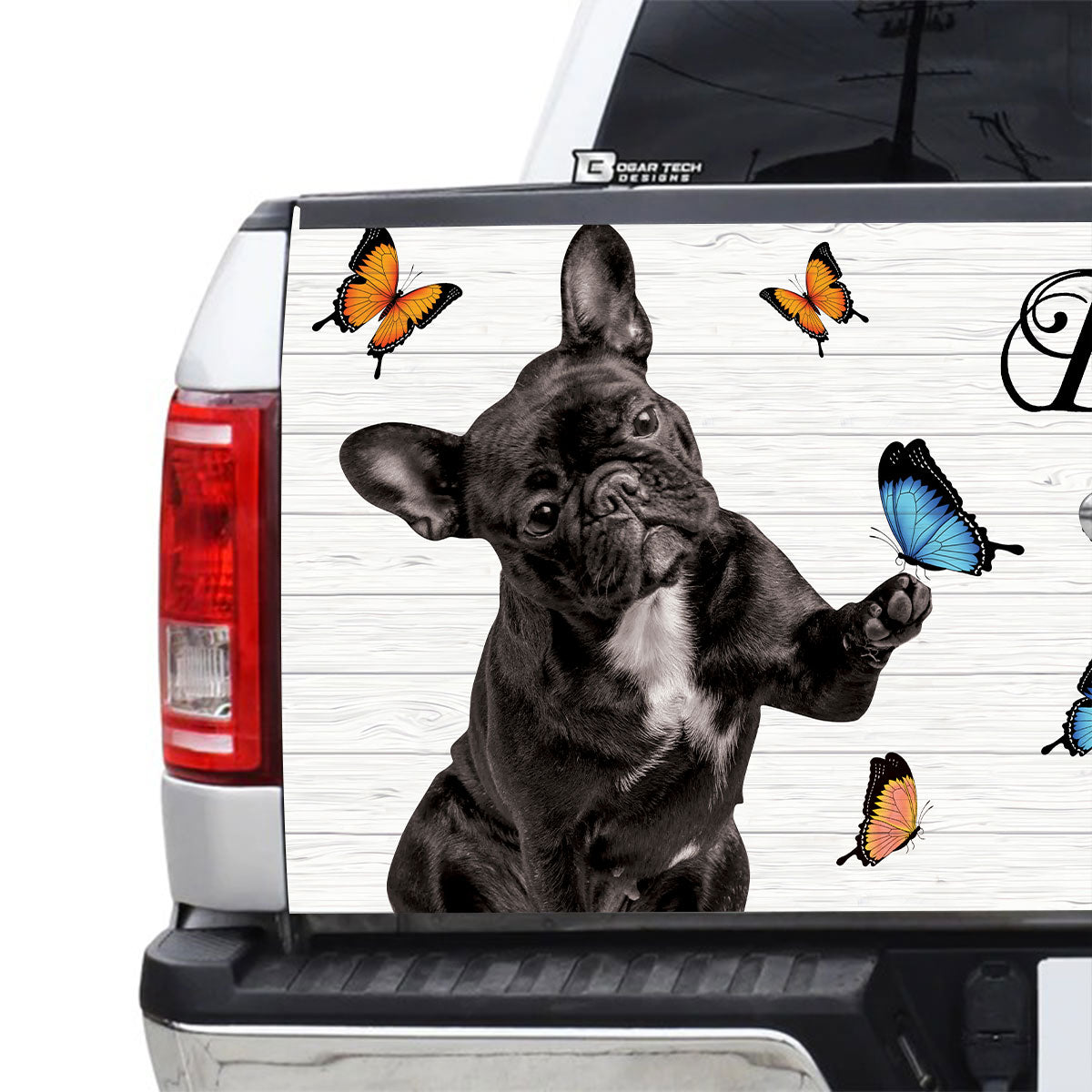 Petthouse | French Bulldog Tailgate Wraps For Trucks Dog With Butterflies Tailgate Sticker For Dog Lovers