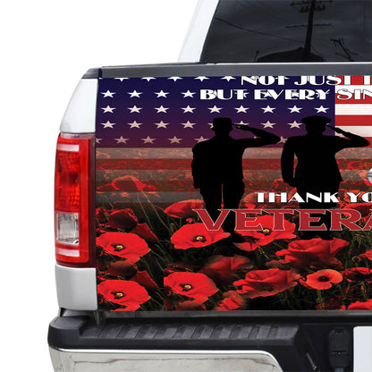 Petthouse | Not Just Today But Every Single Day Thank You Veteran Poppy Tailgate Wrap Decal Veteran's Day Decor