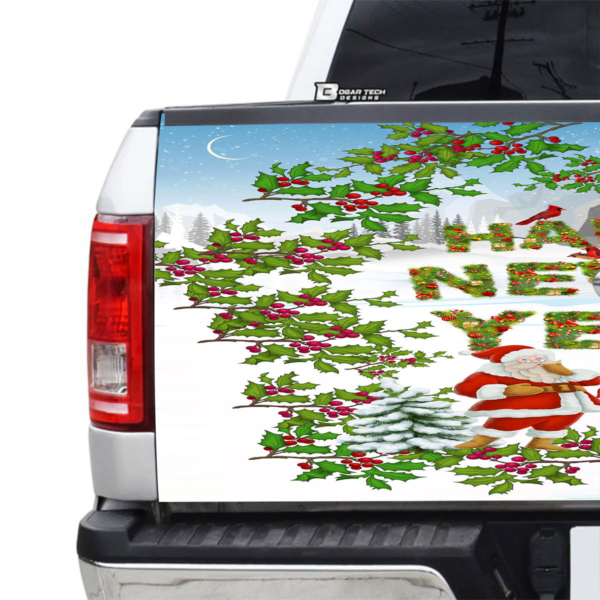 Petthouse | Happy New Year And Merry Christmas Tailgate Wrap Plant Pattern Wrap Holiday Decoration