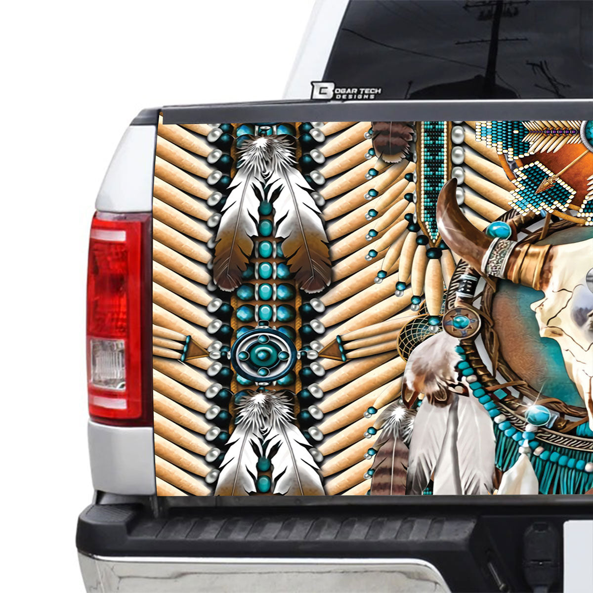 Petthouse | Native American Breastplate Buffalo Skull Tailgate Wrap Decal Native Indigenous Pride