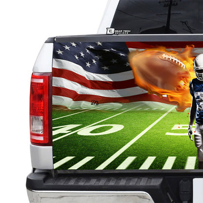 Petthouse | Rugby Ball Bright Flame Tailgate Wrap, Rugby Ball Car Decal, American Football Player Gift