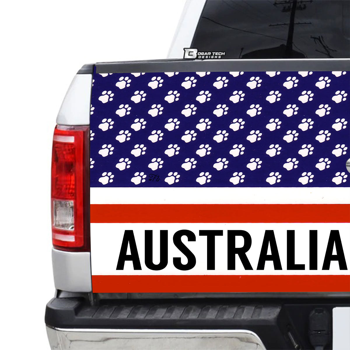 Petthouse | Australian Shepherd American Flag Independence Day Tailgate Wrap Vinyl Graphic Decal Sticker