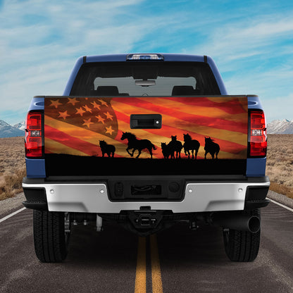 Petthouse | Horse American Flag Tailgate Wrap Waterproof Vinyl American Patriotism Tailgate Sticker