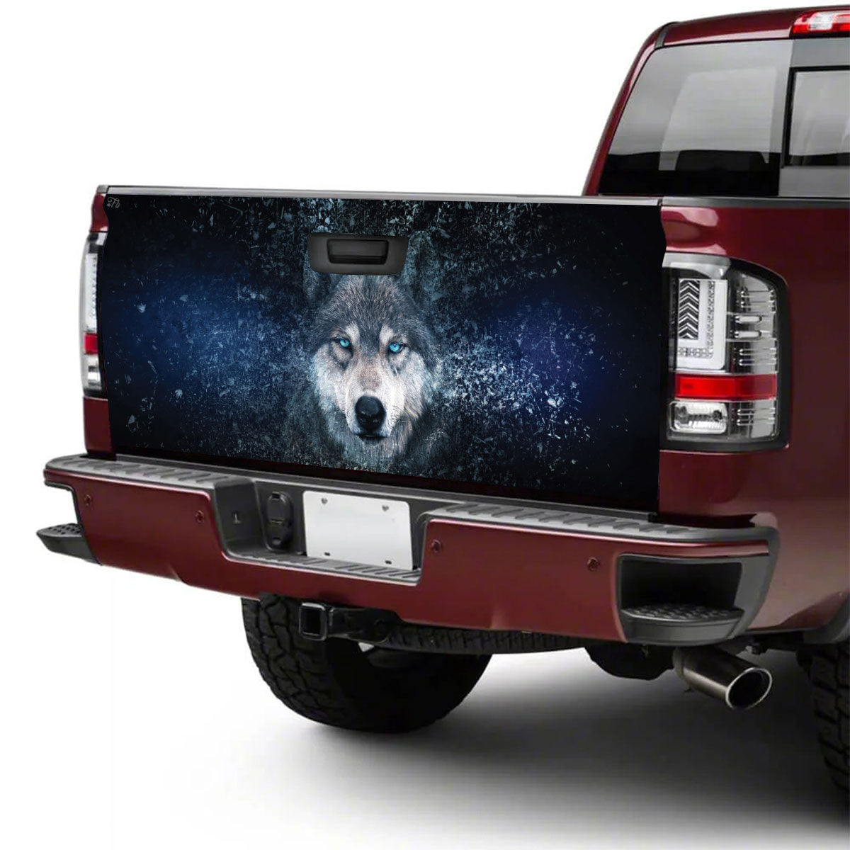 Petthouse | Wolf Face Space Printed Tailgate Wrap, Wolf Wildlife Animal Lovers Truck Decor Gift