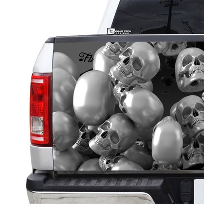 Petthouse | Skull Pattern Tailgate Wrap, Halloween Skull Tailgate Wrap, Creepy Skull Tailgate Wrap