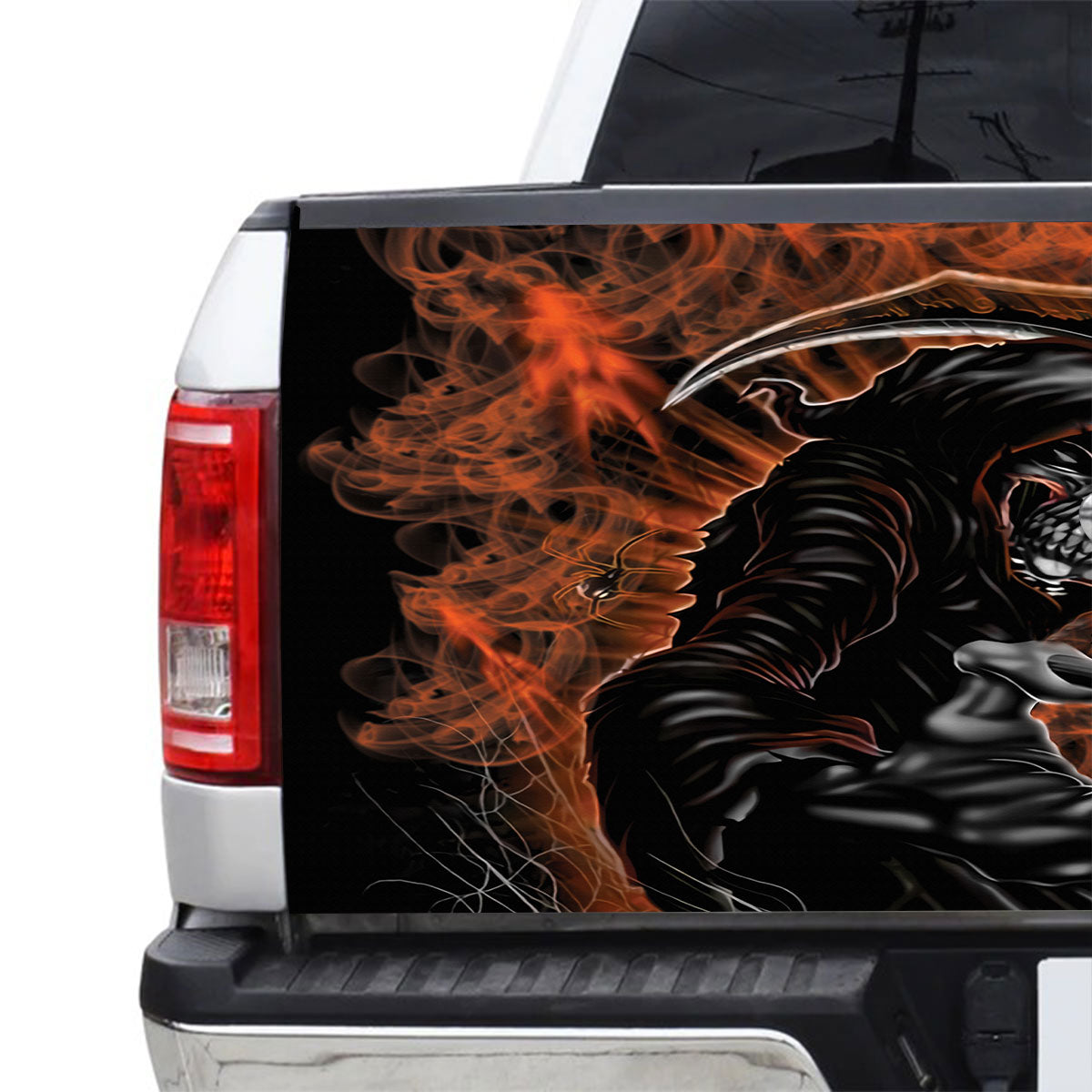 Petthouse | The Death Artwork Tailgate Wrap Death Smoke Pattern Tailgate Wrap Horror Style Wrap Car Decoration