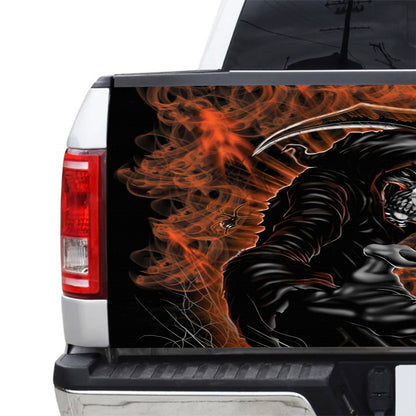 Petthouse | The Death Artwork Tailgate Wrap Death Smoke Pattern Tailgate Wrap Horror Style Wrap Car Decoration