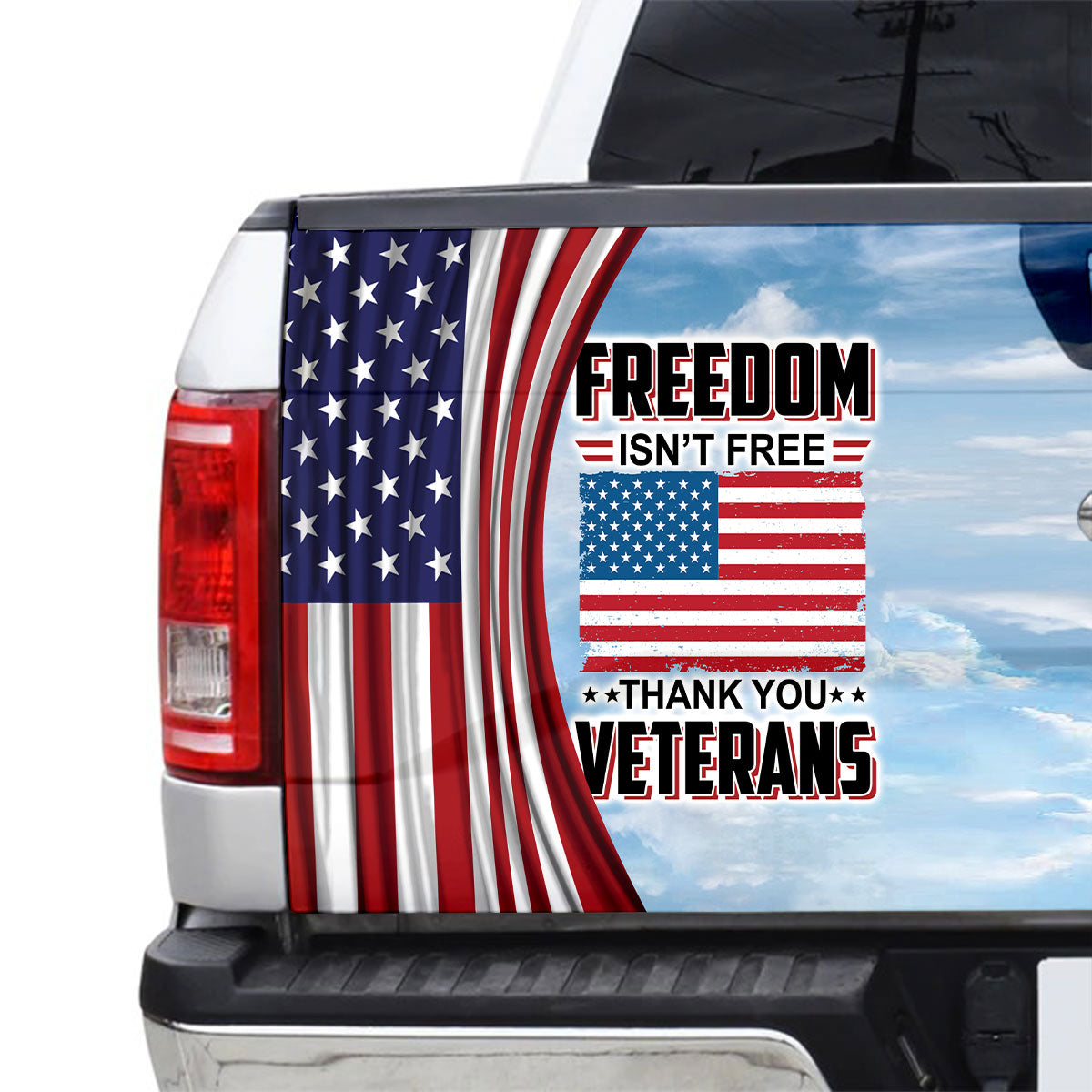 Petthouse | Veteran Truck Tailgate Decal Wrap Freedom Isn’t Free Tailgate Sticker Patriotic Car Decorations