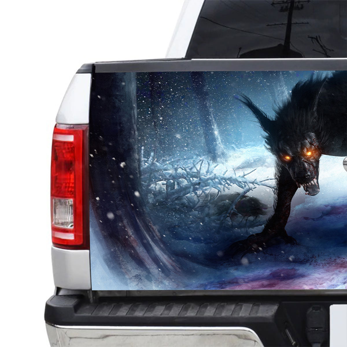 Petthouse | Werewolf Tailgate Wrap Wolf Tailgate Cover Horror Snowing Night Car Decal Car Decoration