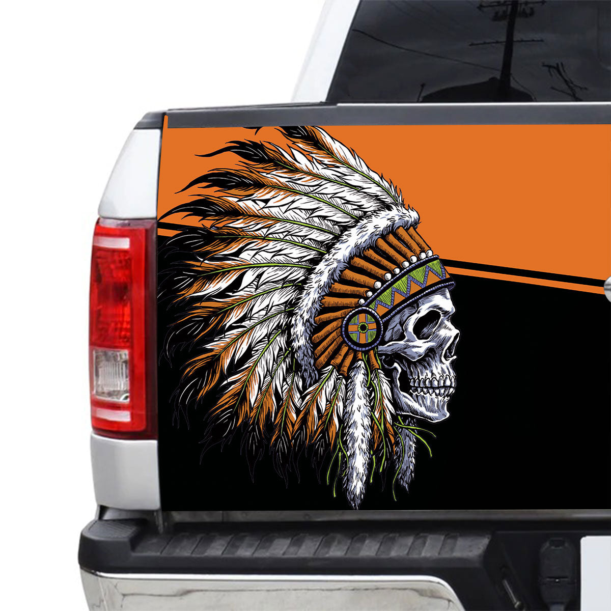 Petthouse | Tribal Skull Art Tailgate Wrap Native Indian Skull Cover Native Style Cover Car Decoration