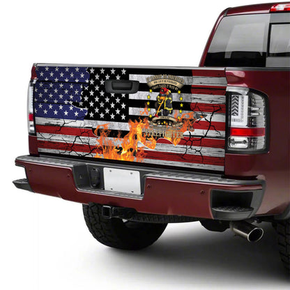 Petthouse | Fighter Tailgate Wrap, Firefighter Usa Flag Tailgate Wrap, Forever The Title Firefighter