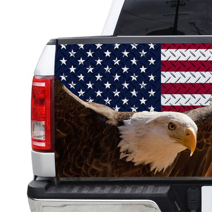 Petthouse | Eagle American Flag Steel Truck Tailgate Decal Flying Eagle Truck Decal American Patriot Gift