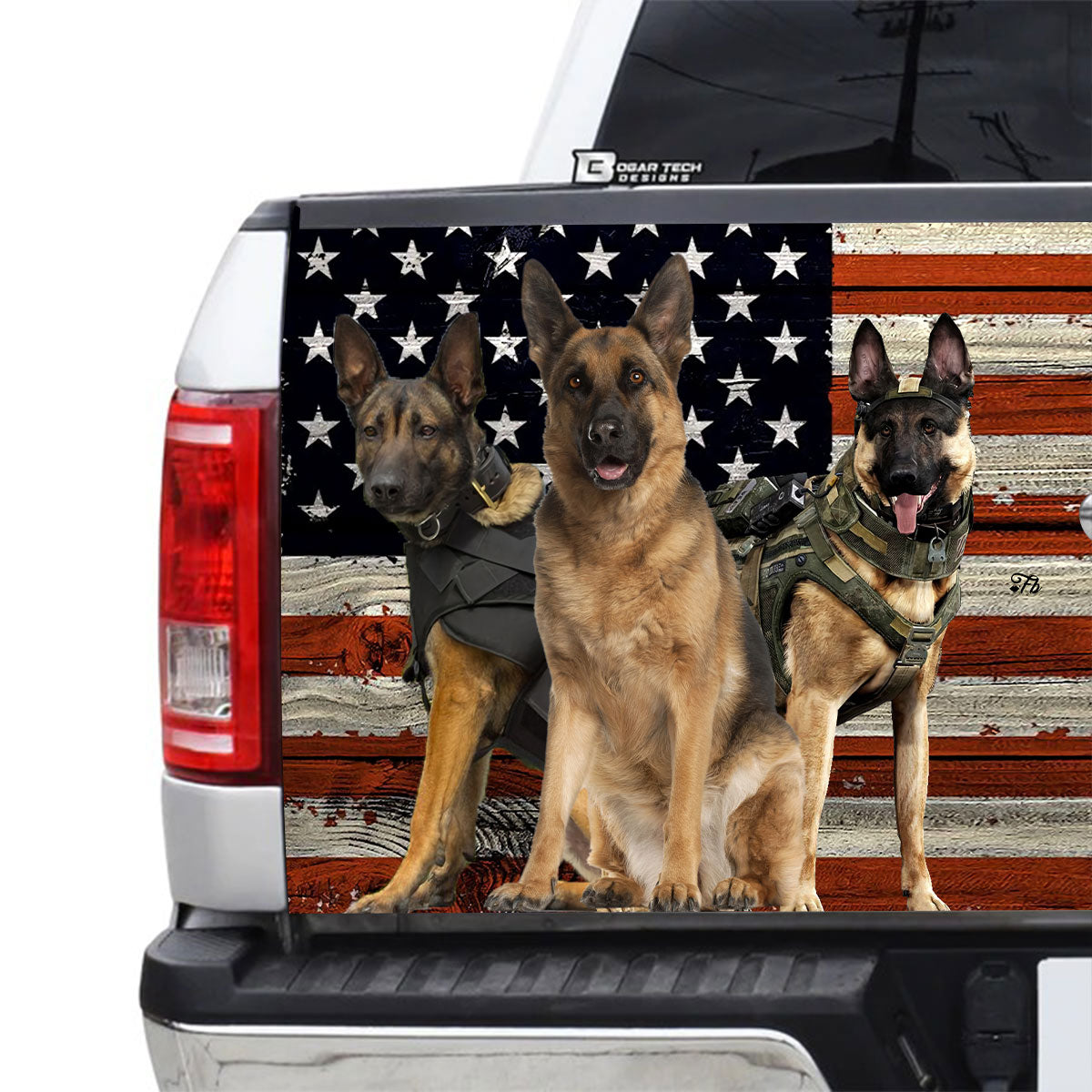 Petthouse | America German Shepherd Dog Tailgate Wrap, Police Dad Truck Decor Gift Idea