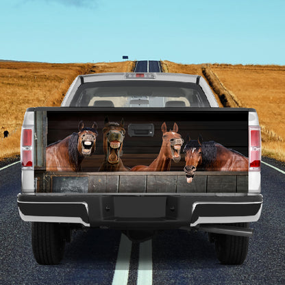 Petthouse | Funny Horse Tailgate Wrap Decal Horse Smile Show Your Teeth Truck Tailgate Sticker