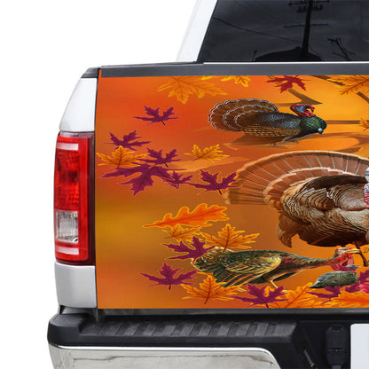 Petthouse | Turkey Artwork Tailgate Wrap Leaves Pattern Tailgate Wrap Thanksgiving Tailgate Wrap Car Decor