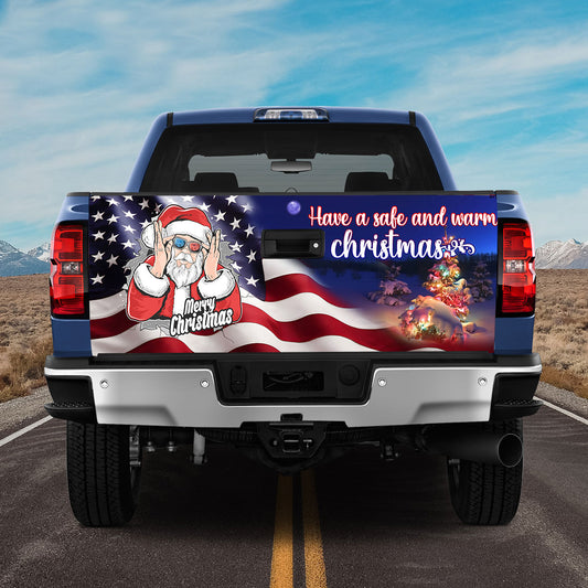 Petthouse | Hippie Santa Claus Tailgate Wrap, Have A Safe And Warm Christmas, Xmas Car Decor