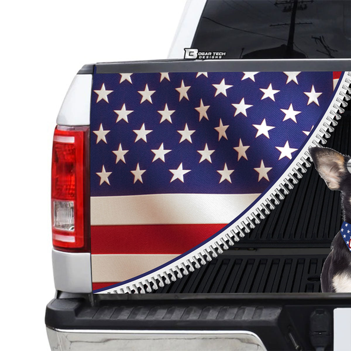 Petthouse | Chihuahua American Flag Bandana Tailgate Wraps For Trucks Patriotic Tailgate Sticker