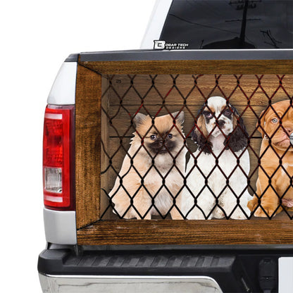 Petthouse | Cute Puppies In Cage Tailgate Wrap For Trucks Dog Tailgate Decals Dog Mom Dog Dad Gift Ideas