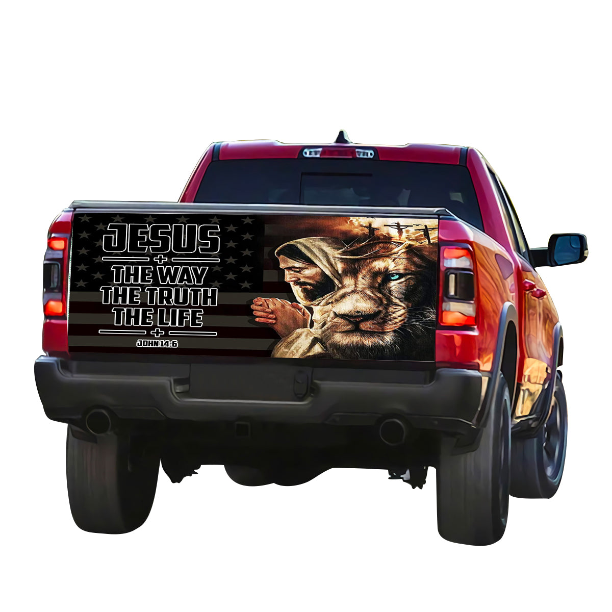 Petthouse | Jesus Lion Of Judah Truck Tailgate Wrap Jesus Blessed American Tailgate Wrap Christian Car Decor