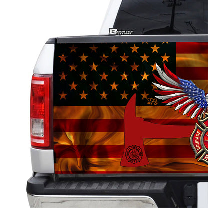 Petthouse | American Firefighter Tailgate Wrap Decal Vinyl Wrap Decal Fireman Pride