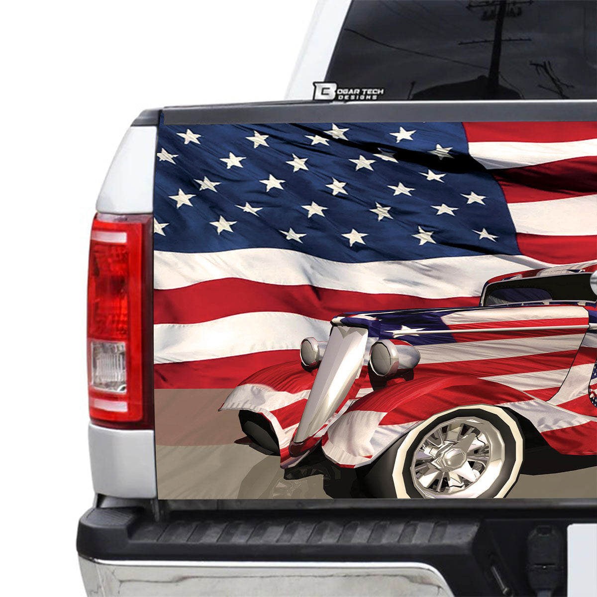 Petthouse | American Flag Car Truck Tailgate Wrap Decal Vintage Car Ancient Car Dad Gift