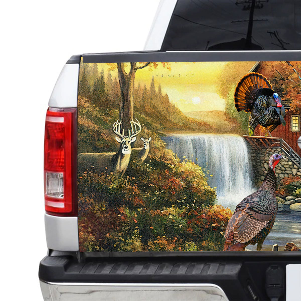 Petthouse | Turkey Deer And Horses Artwork Tailgate Wrap Wild Nature Artwork Tailgate Cover Car Decoration