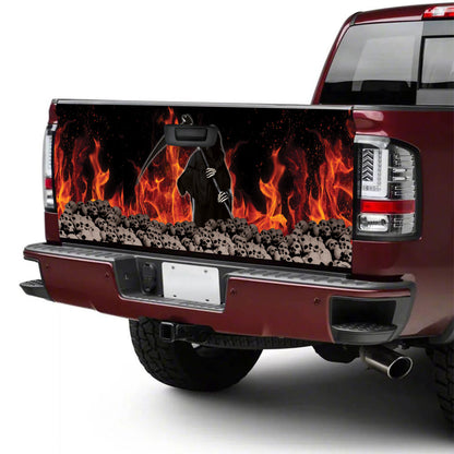 Petthouse | The Death Tailgate Wrap Skull Pattern Wrap Fire Burning Cover Horor Style Wrap Decor