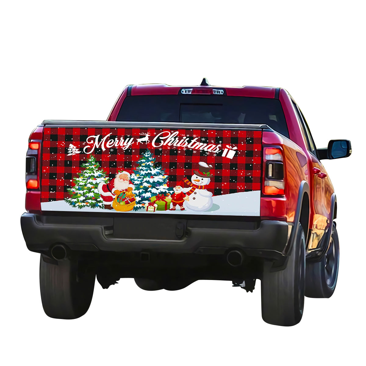 Petthouse | Christmas Truck Tailgate Wrap Santa Snowman Merry Christmas Vinyal Decal Xmas Gift