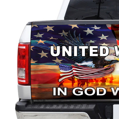 Petthouse | United We Stand In God We Trust Quote Solider Tailgate Wrap Decal Truck Decal Stickers Gift Idea