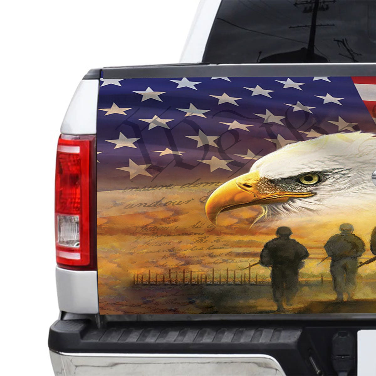 Petthouse | American Veteran Soldier Military Tailgate Wrap Vinyl Graphic Us Veteran Decal Sticker Memorial Day