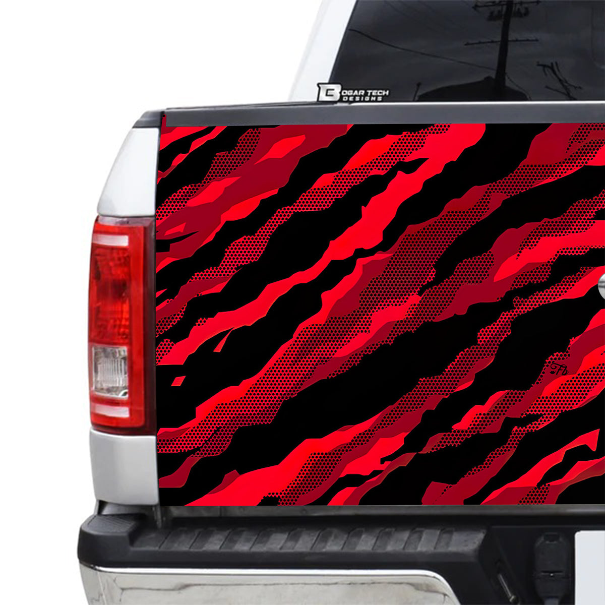 Petthouse | Halftone Camouflage Abstract Pattern Military Printed Tailgate Wrap, Christmas Truck Decor