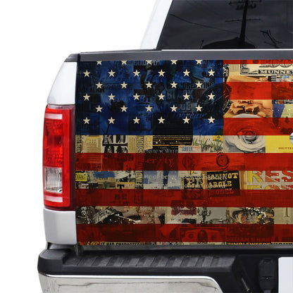 Petthouse | American Flag Graffiti Art Tailgate Wrap American Advertising Pictures Tailgate Cover Car Decor