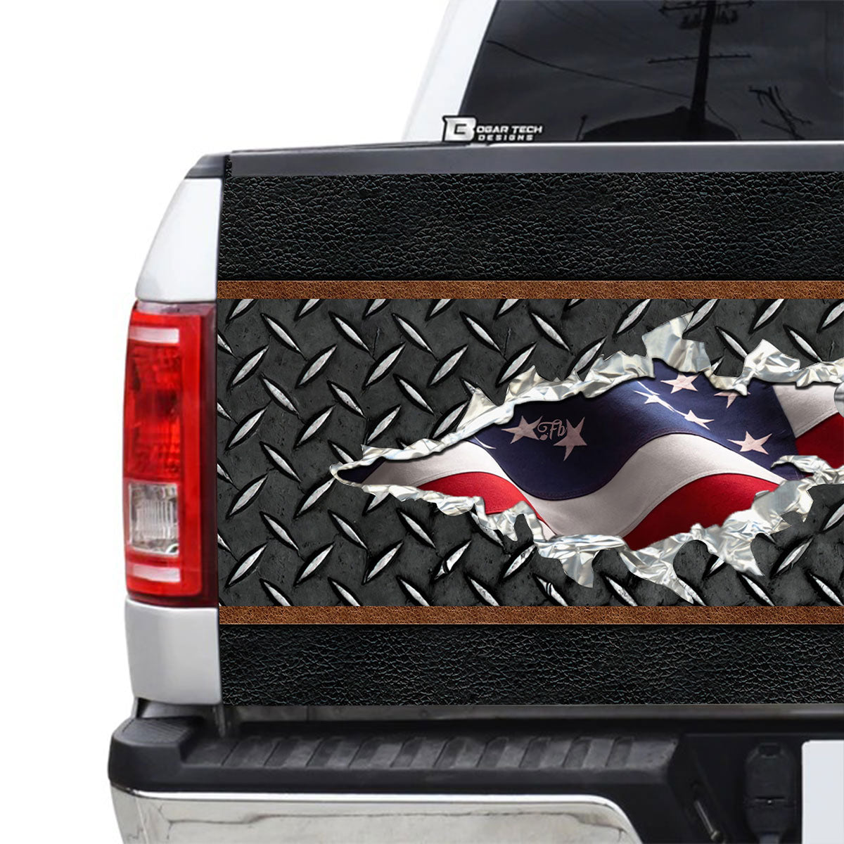 Petthouse | American Flag Crack Hole Tailgate Wrap Metal Print Independence Day