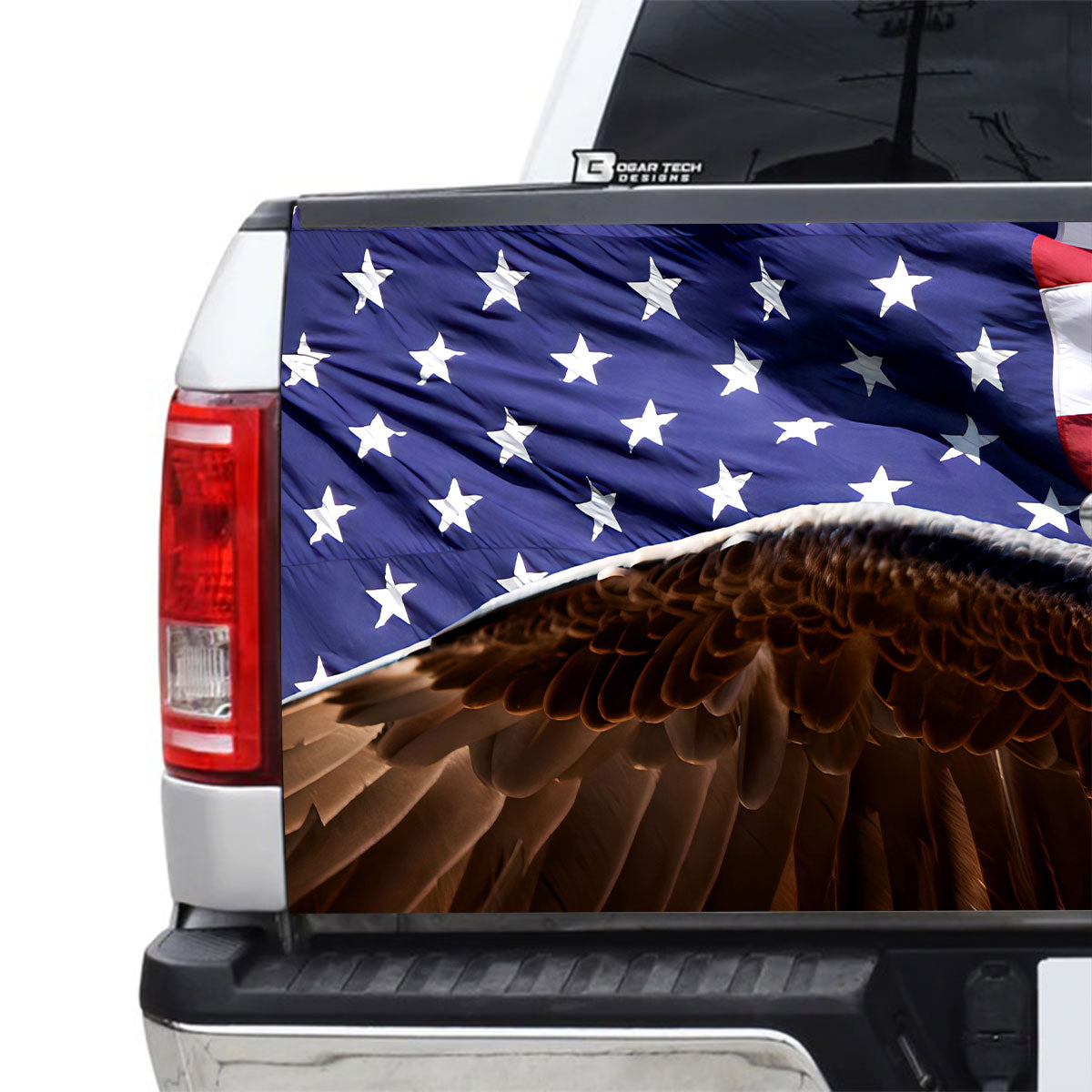 Petthouse | Eagle Tailgate Wrap, Eagle American Flag Dogs Christmas Tailgate Wrap, Independence Day Car Decor