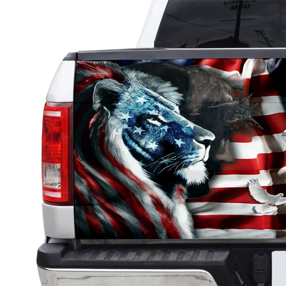 Petthouse | Faith Over Fear Tailgate Wraps For Trucks Jesus Lion Of Judah Graphic Wraps Patriotic Gifts