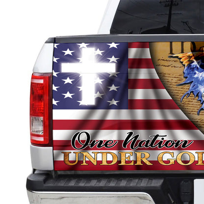 Petthouse | One Nation Under God Tailgate Wrap Christian God Bless America Tailgate Decal Car Accessories