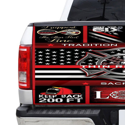 Petthouse | Firefighter American Flag Thin Red Line Truck Tailgate Decal Wraps Bumper Stickers Graphics