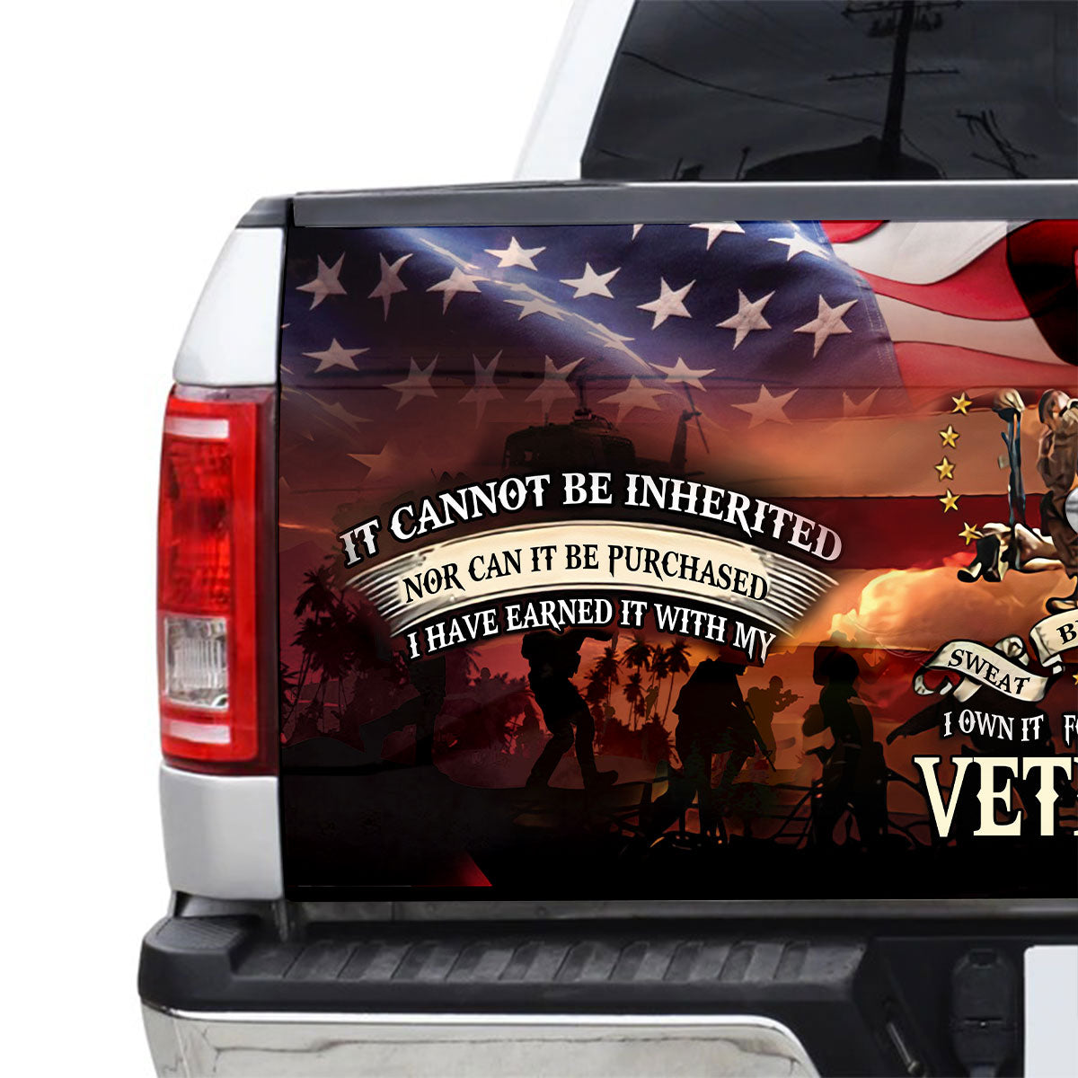 Petthouse | Sweat Blood And Tears American Flag Tailgate Wrap American Veteran Truck Wrap Car Accessories