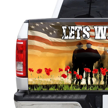 Petthouse | Us Flag Veteran Truck Tailgate Wrap Veteran Memorial Lets We Forget Poppy Flower Remembrance Day