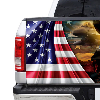 Petthouse | Fallen Warrior Sunset American Flag Truck Tailgate Wrap American Flag Tailgate Mural Car Decor