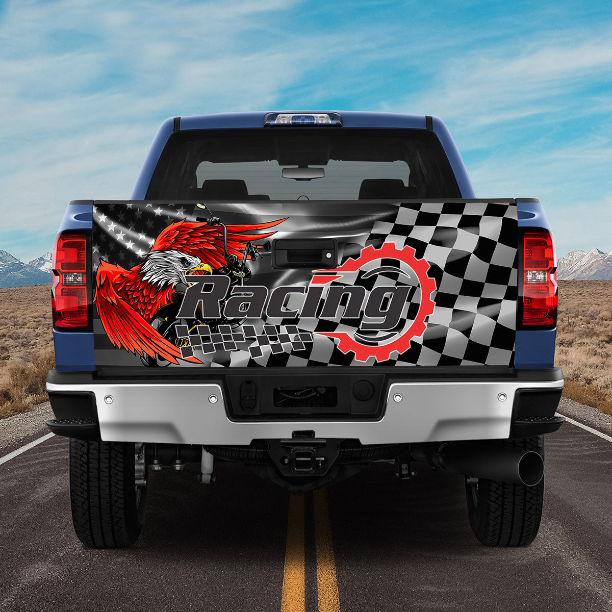 Petthouse | Racing Tailgate Wrap America Wrap Eagle Motorcycle Racing Wrap Racing Flag Tailgate Wrap