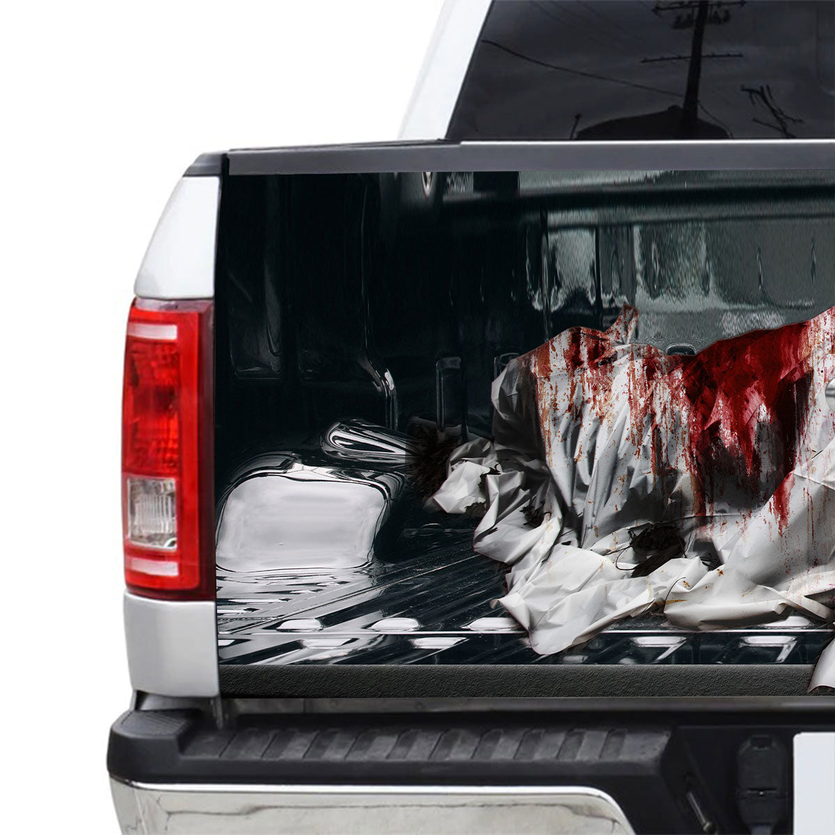 Petthouse | Death Women Bloody Horror Tailgate Wrap Vinyl Graphic Decal Sticker Dead Body On Floor Scary