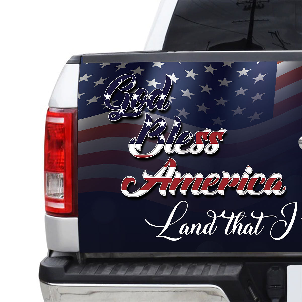 Petthouse | God Bless America Tailgate Wrap Decal Jesus Christ Happy 4th Of July Graphic Wraps Truck Decor