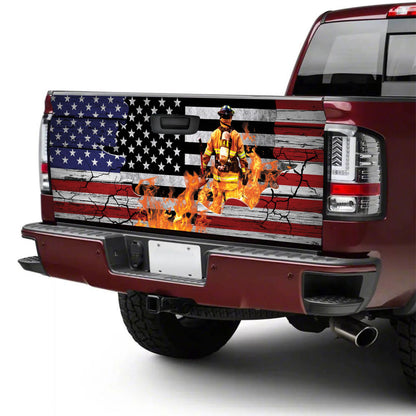 Petthouse | Firefighter Tailgate Wrap, Firefighter Crack Wood Tailgate Wrap, Crack Hole Tailgate Wrap