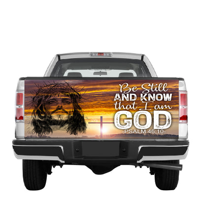 Petthouse | Jesus Christ Be Still And Know I Am God Tailgate Vinyl Graphic Wrap Jesus Bible Christian Gift