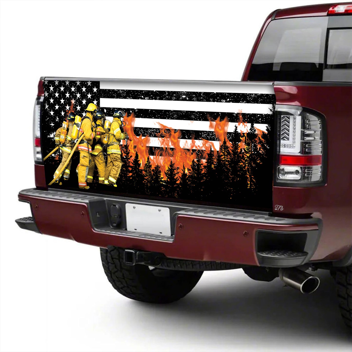 Petthouse | Firefighter American Printed Tailgate Wrap, Firemen Dad Truck Decor